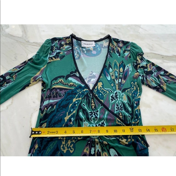 EMILIO PUCCI GREEN PRINTED FRINGE DRESS MODEL 17RG89 IT 46 / US 12 NWTS!